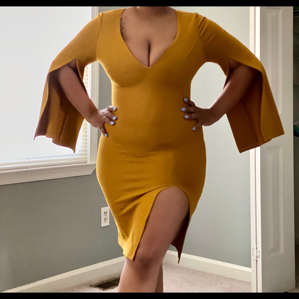 LMustard Bodycon Dress
